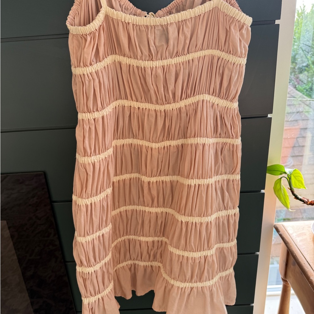 ASOS Pink and Cream Ruffled Mini Dress - Picture 2 of 5